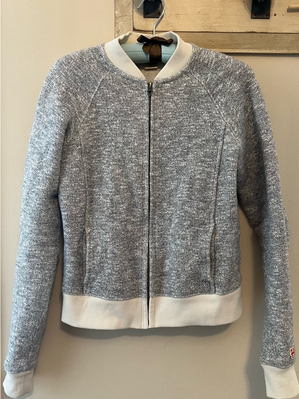 Women's Heather Gray Zip-Up Bomber style sweatshirt - Lightweight Knit